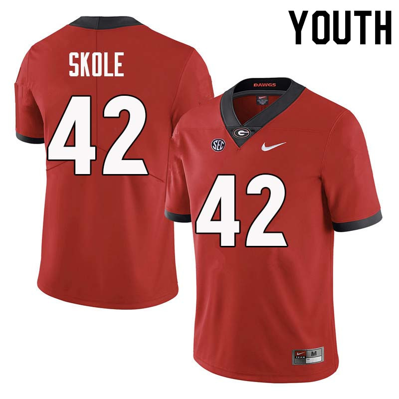 Youth Georgia Bulldogs #42 Jake Skole College Football Jerseys Sale-Red